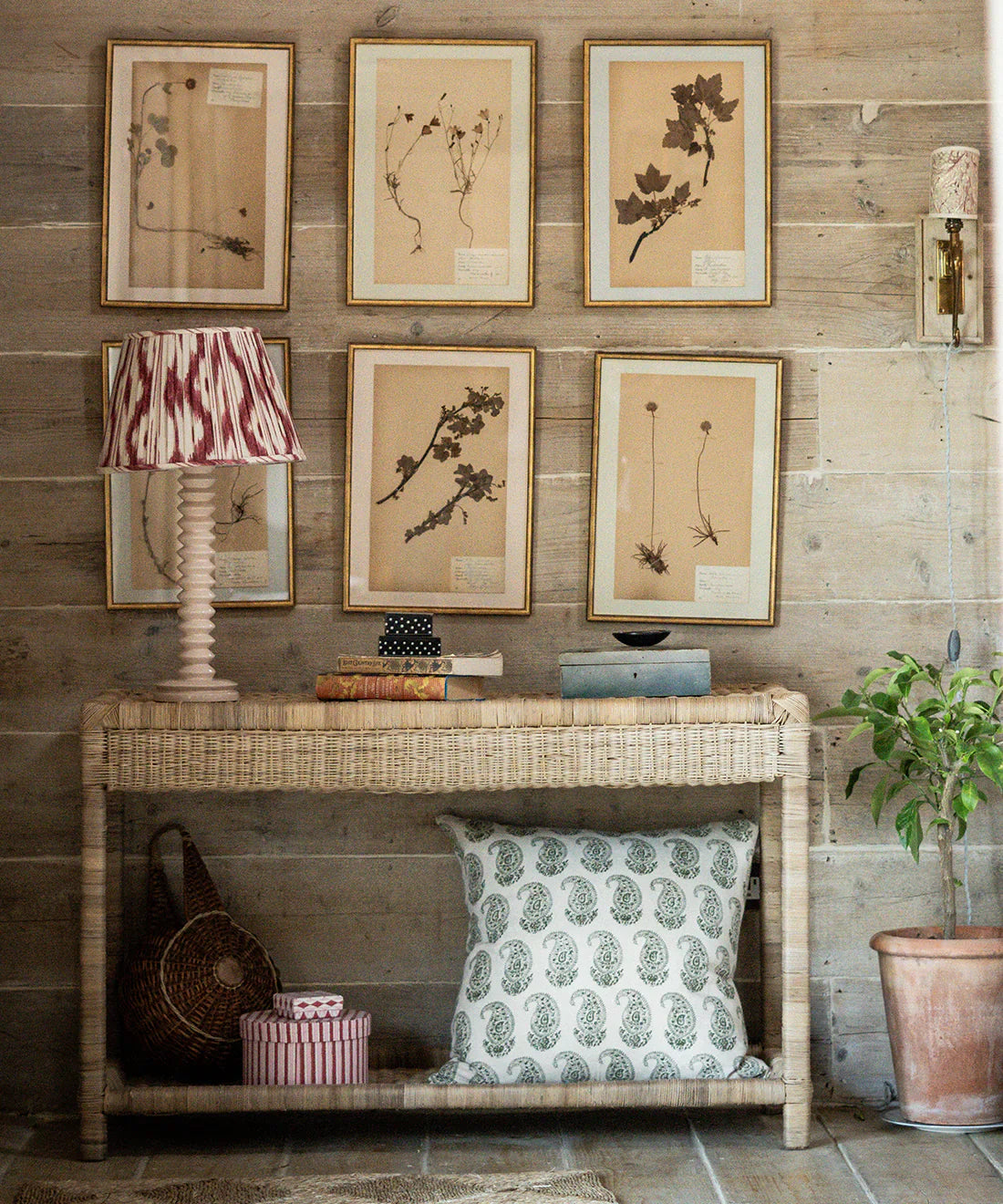Classic Woven Cane Console Table
