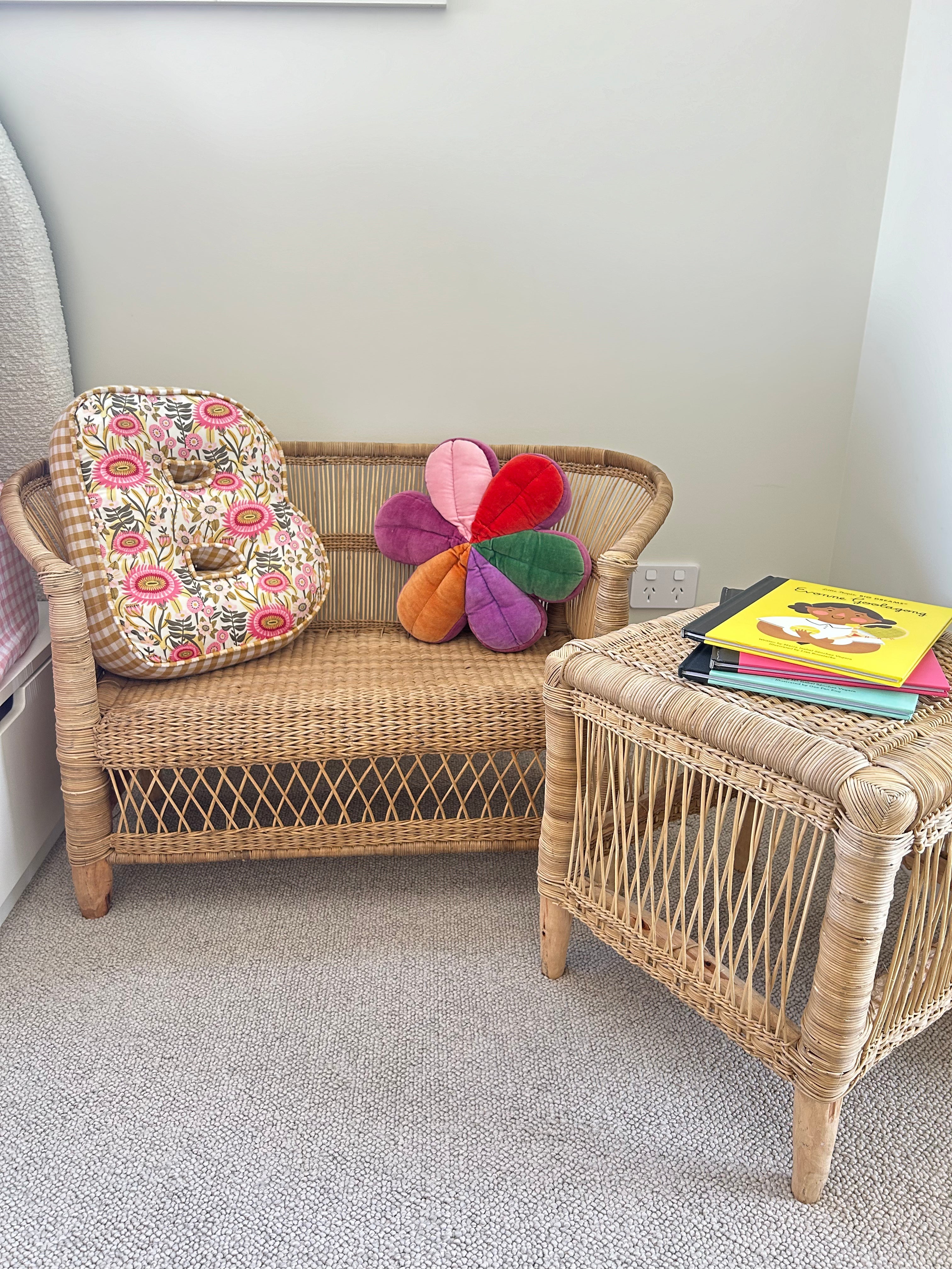Traditional Open-Weave Cane Square Side Table