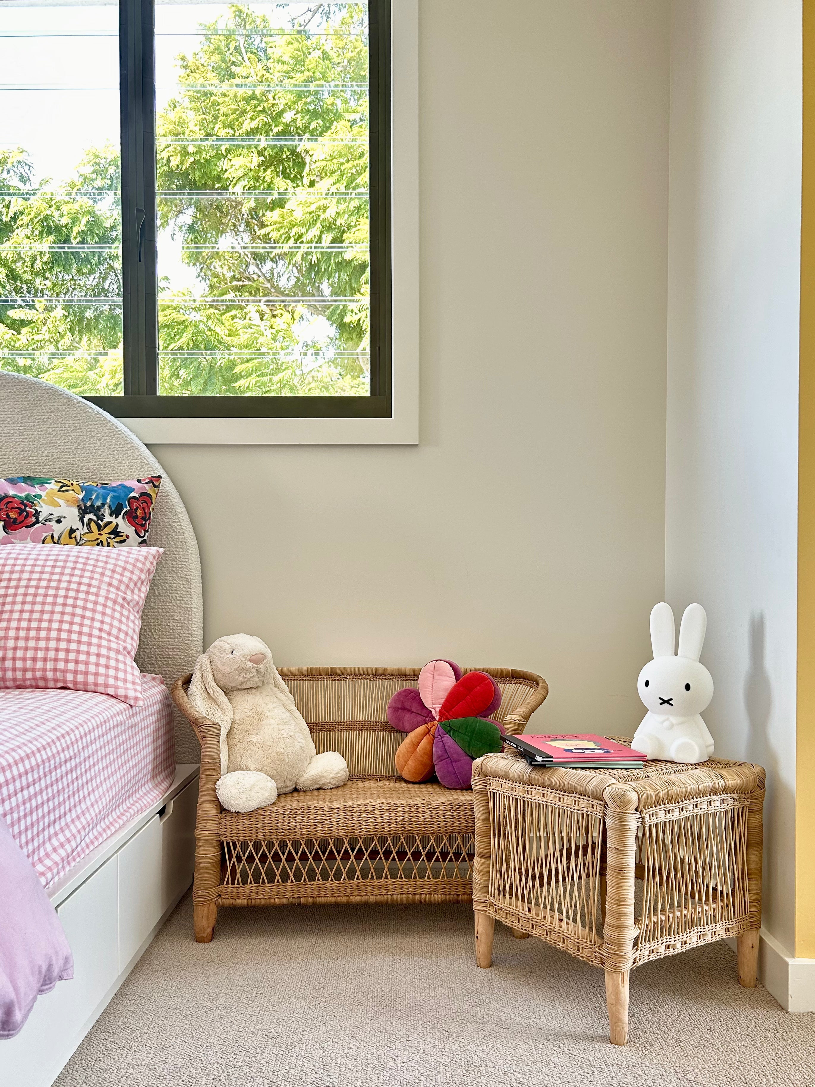 Traditional Open-Weave Cane Square Side Table
